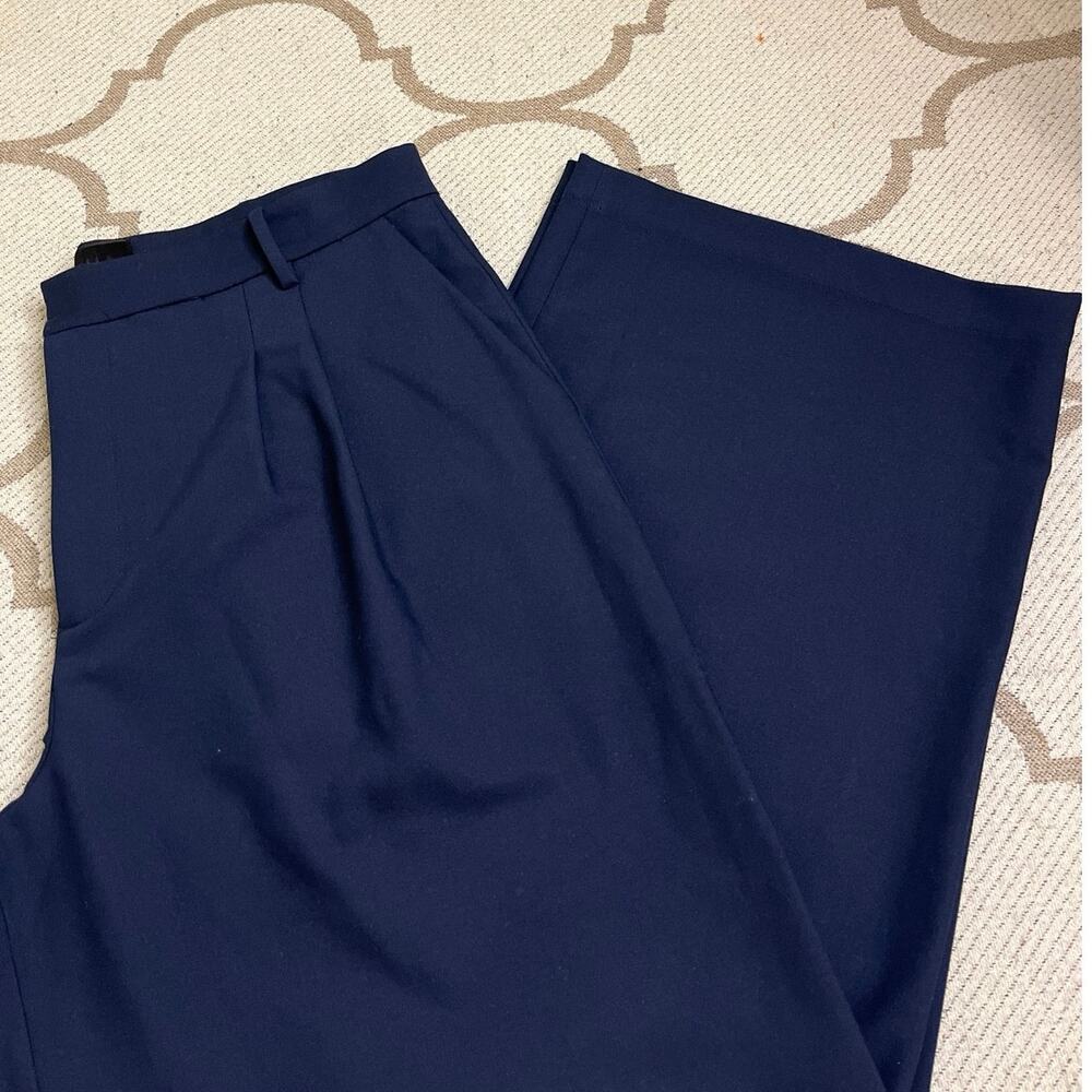 Classic Navy High-Waist Wide-Leg Trousers